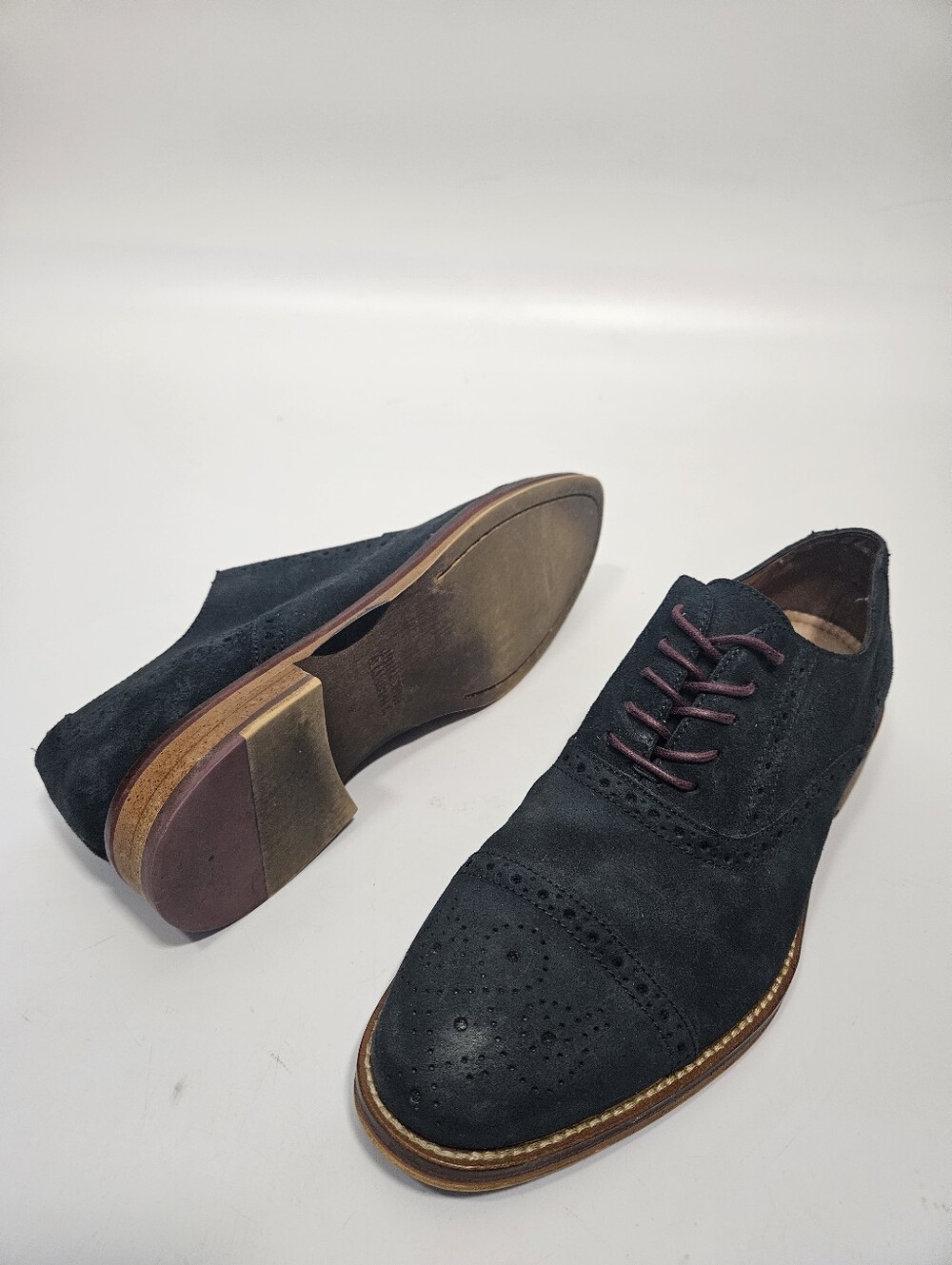 Johnston Murphy Mens Oxford Suede Shoes Navy Blue Sz 9M
